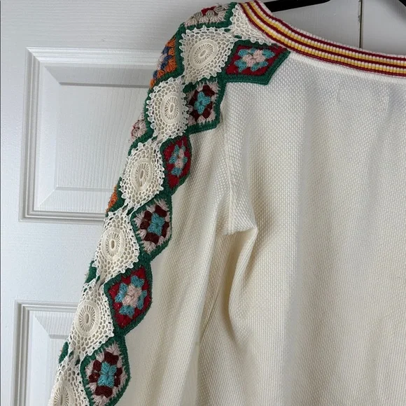 We The Free Crochet Granny Square Sleeve Boho Top Size Large - Picture 11 of 12